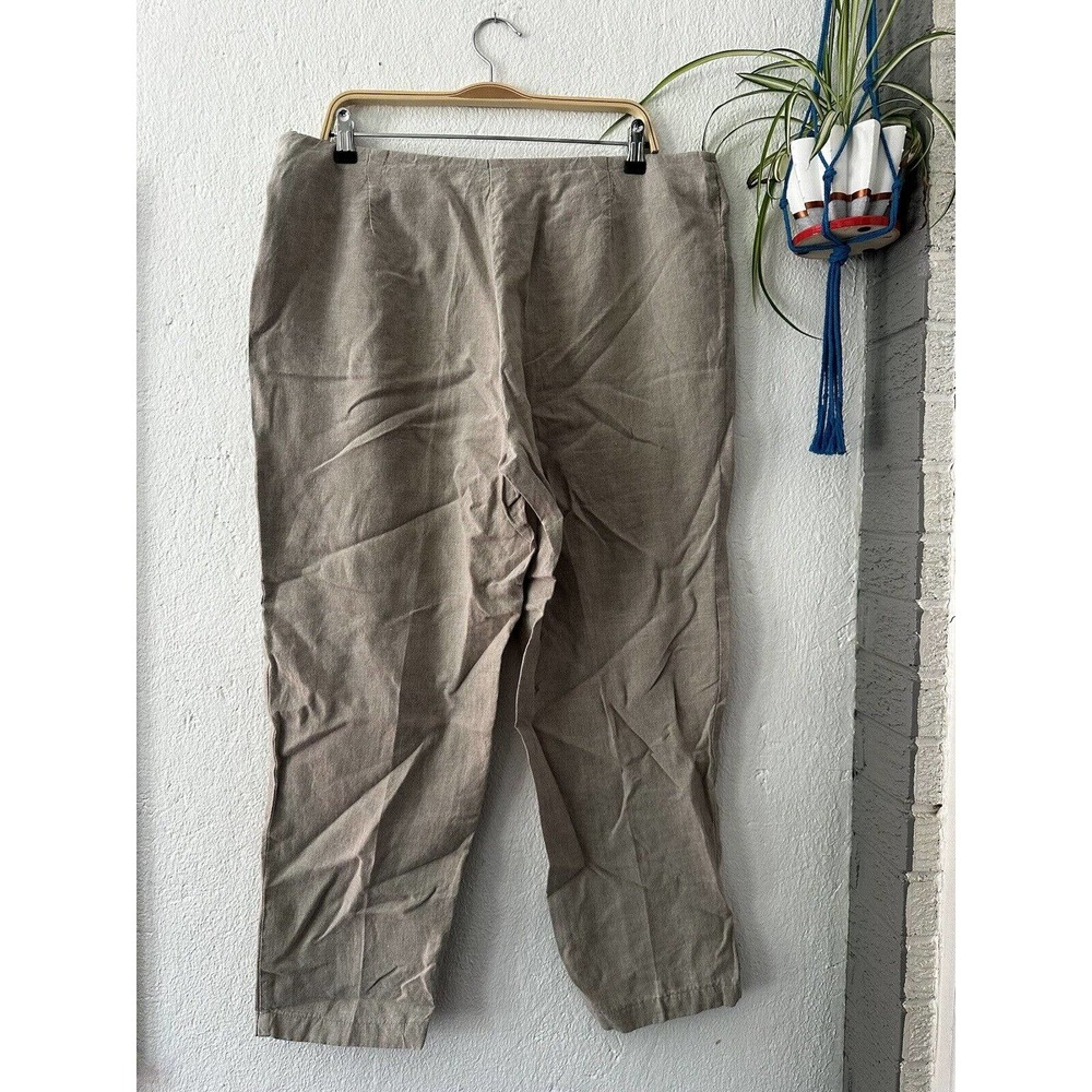 EILEEN FISHER 100% Organic Linen Pants Natural Beige Relaxed Side Zip Women XL - Picture 5 of 12